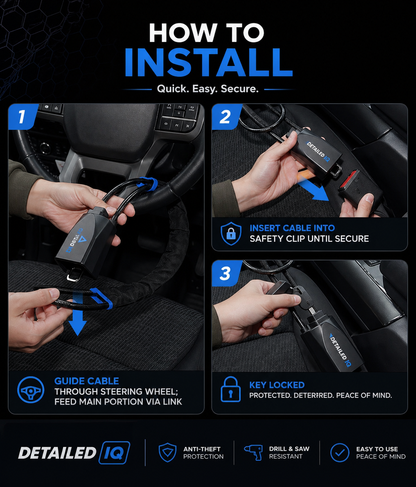 Detail IQ Dual-Lock Anti-Theft Steering Wheel Security System