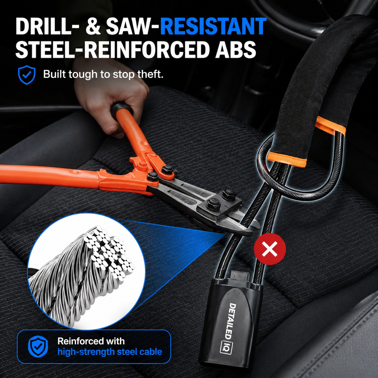 Detail IQ Dual-Lock Anti-Theft Steering Wheel Security System